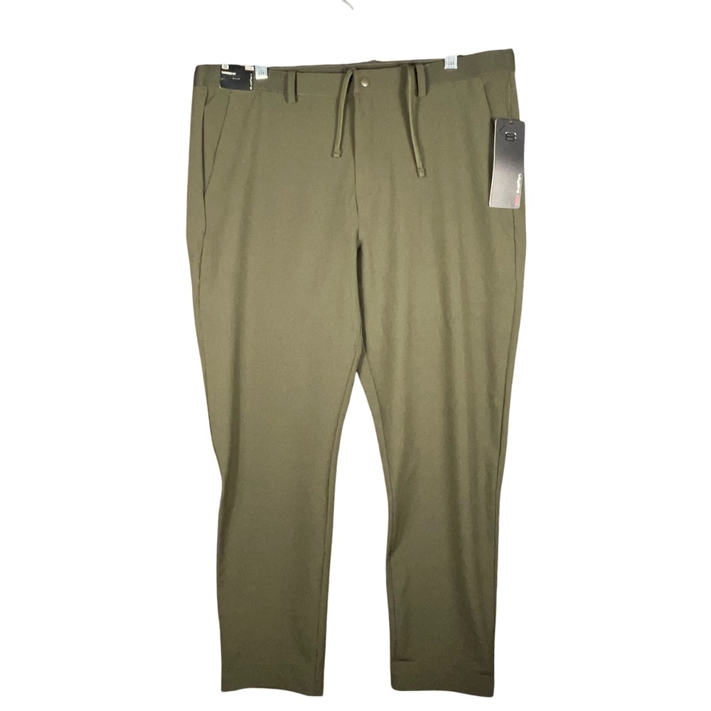 LAYER 8 Mens Woven VIP Pant‎ Deep Olive Performance Tapered Fit Casual Chinos XL